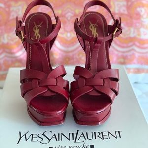 YSL Deep Red Tribute 105 sandal 36.5